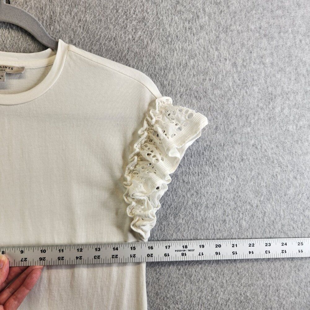 All Saints Dress Womens XS White Trixi Ruffle Eyelet Sleeves Mini Resortwear - Picture 9 of 13